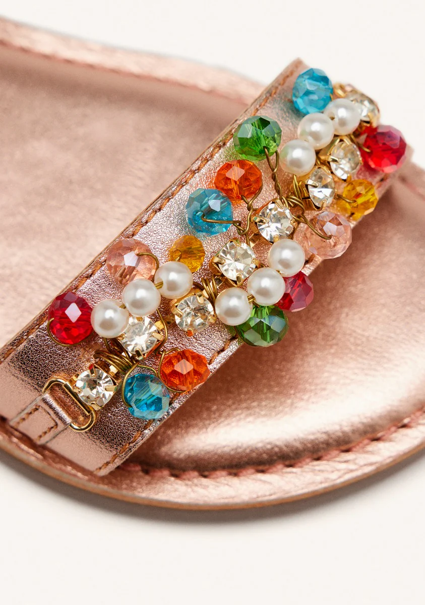 METALLIC LEATHER BEADED SANDALS EFFINGHAM - Image 3