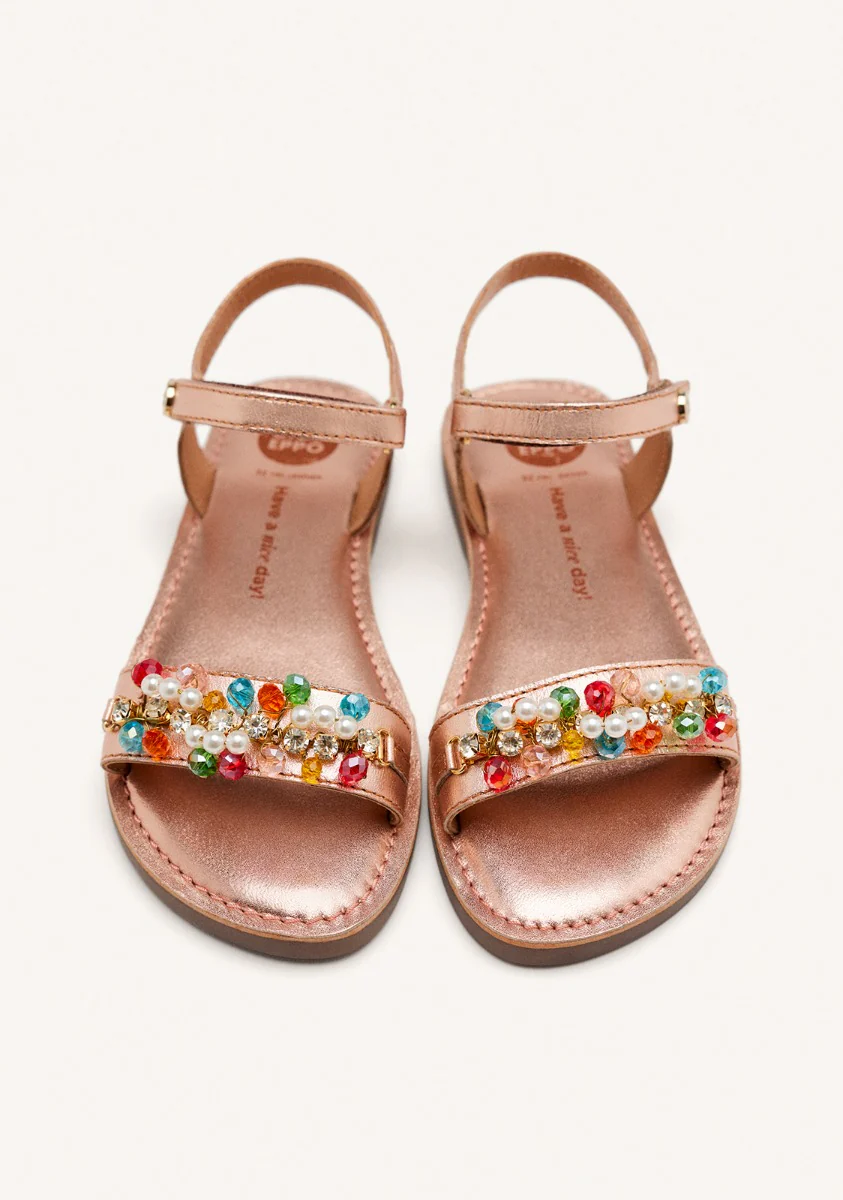 METALLIC LEATHER BEADED SANDALS EFFINGHAM - Image 4