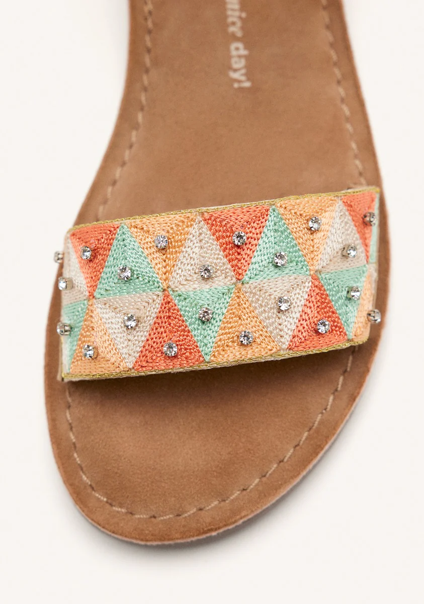 METALLIC LEATHER EMBROIDERED SANDALS MONTROSE - Image 3