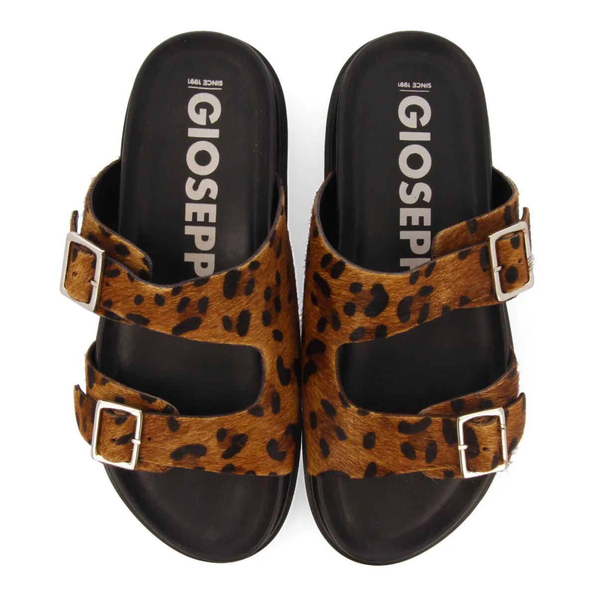 Moema women's footbed sandals with buckles and animal print - Image 4
