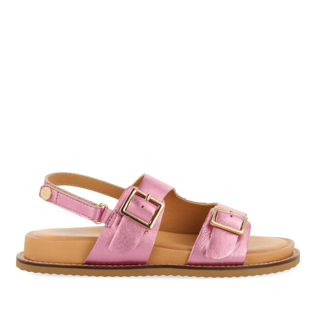 Naque girls fuchsia leather anatomical sandals