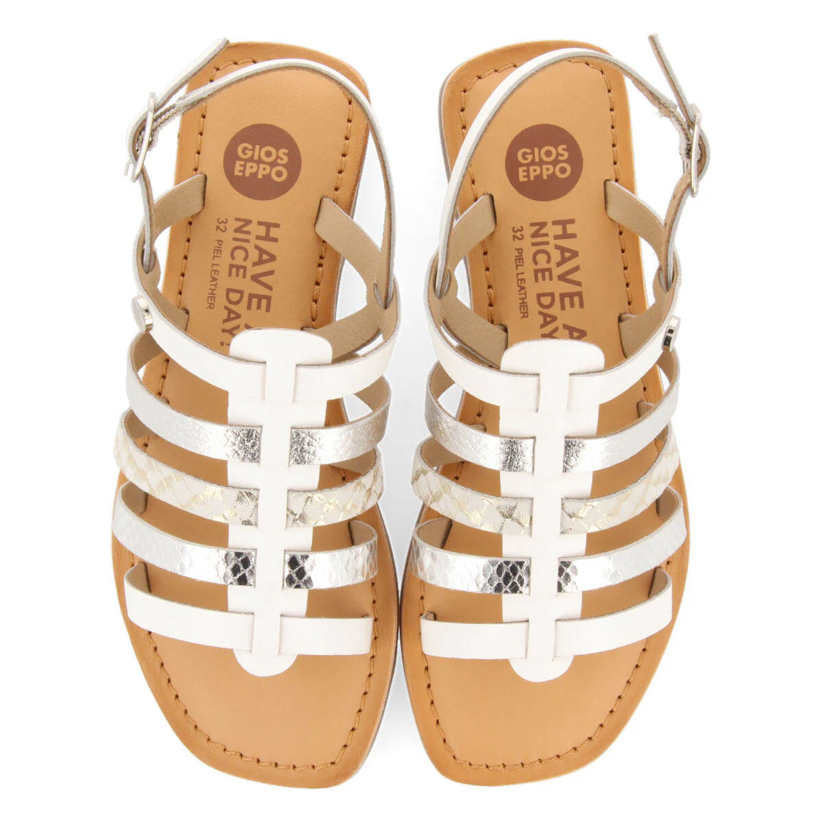 Neac girls white leather multi strap sandals - Image 3