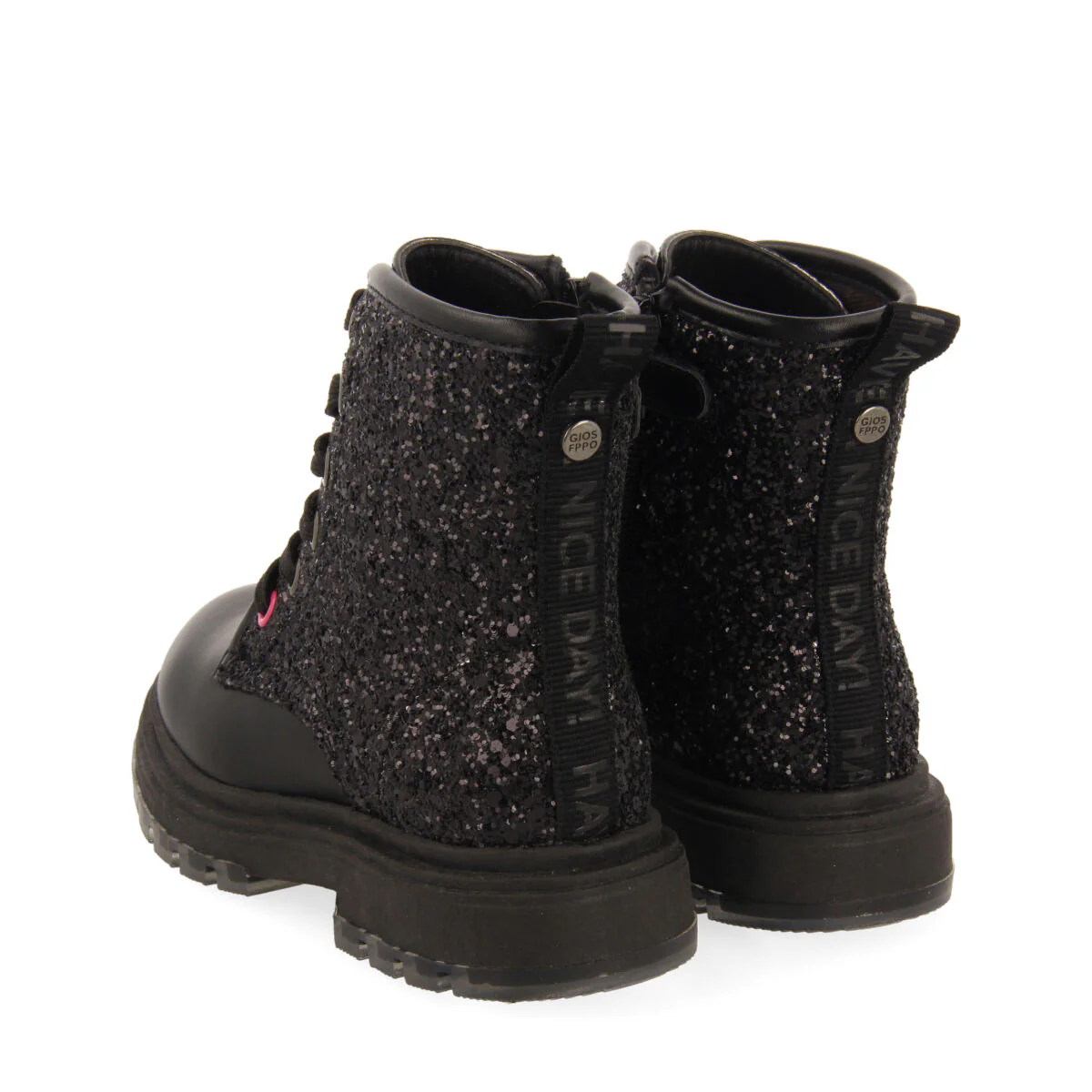 Nisland children's glittery black lace-up ankle boots - Image 4