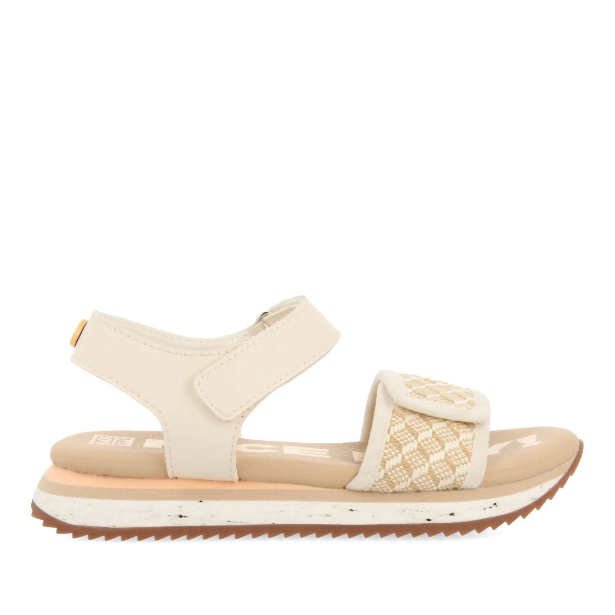OFF-WHITE SPORTS SANDALS WITH RAFIA FOR GIRLS AND BOYS MELAN