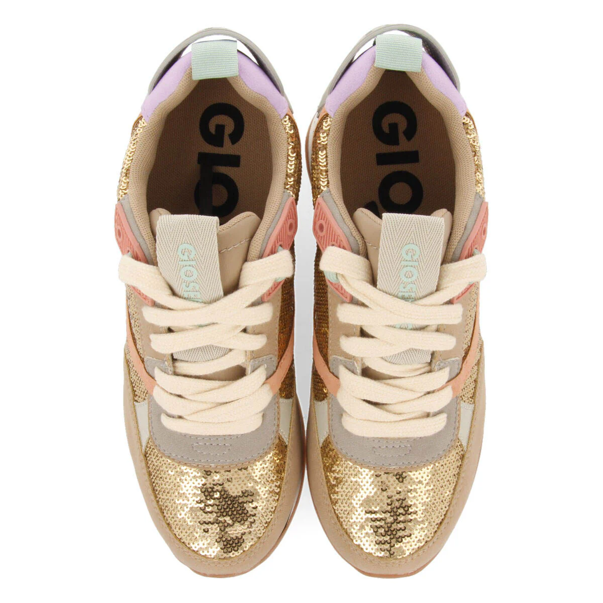 Okaton women's sneakers with gold sequins and inner wedges - Image 3
