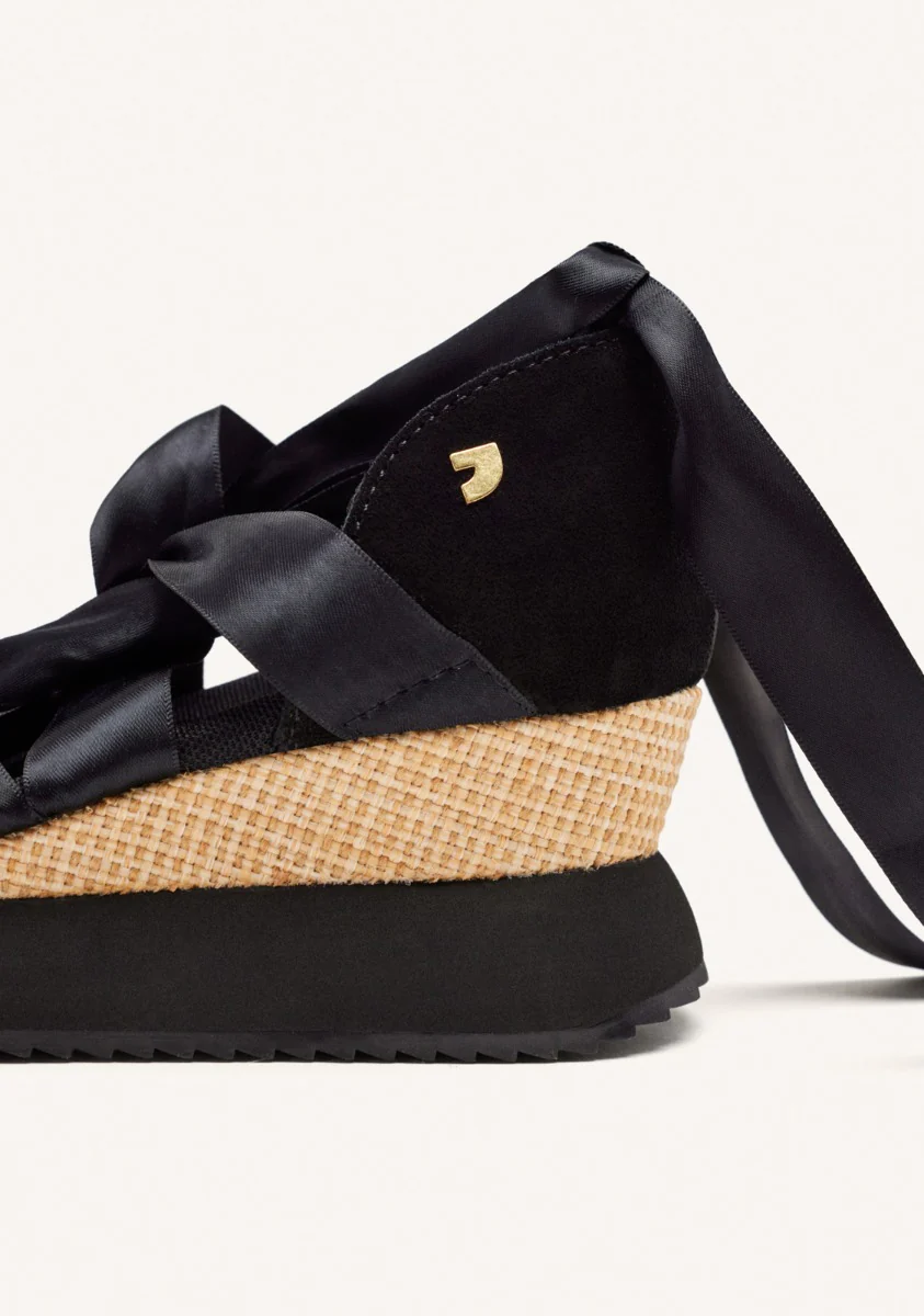 OPEN LEATHER WEDGE RAFFIA SNEAKERS CORNVILLE - Image 4