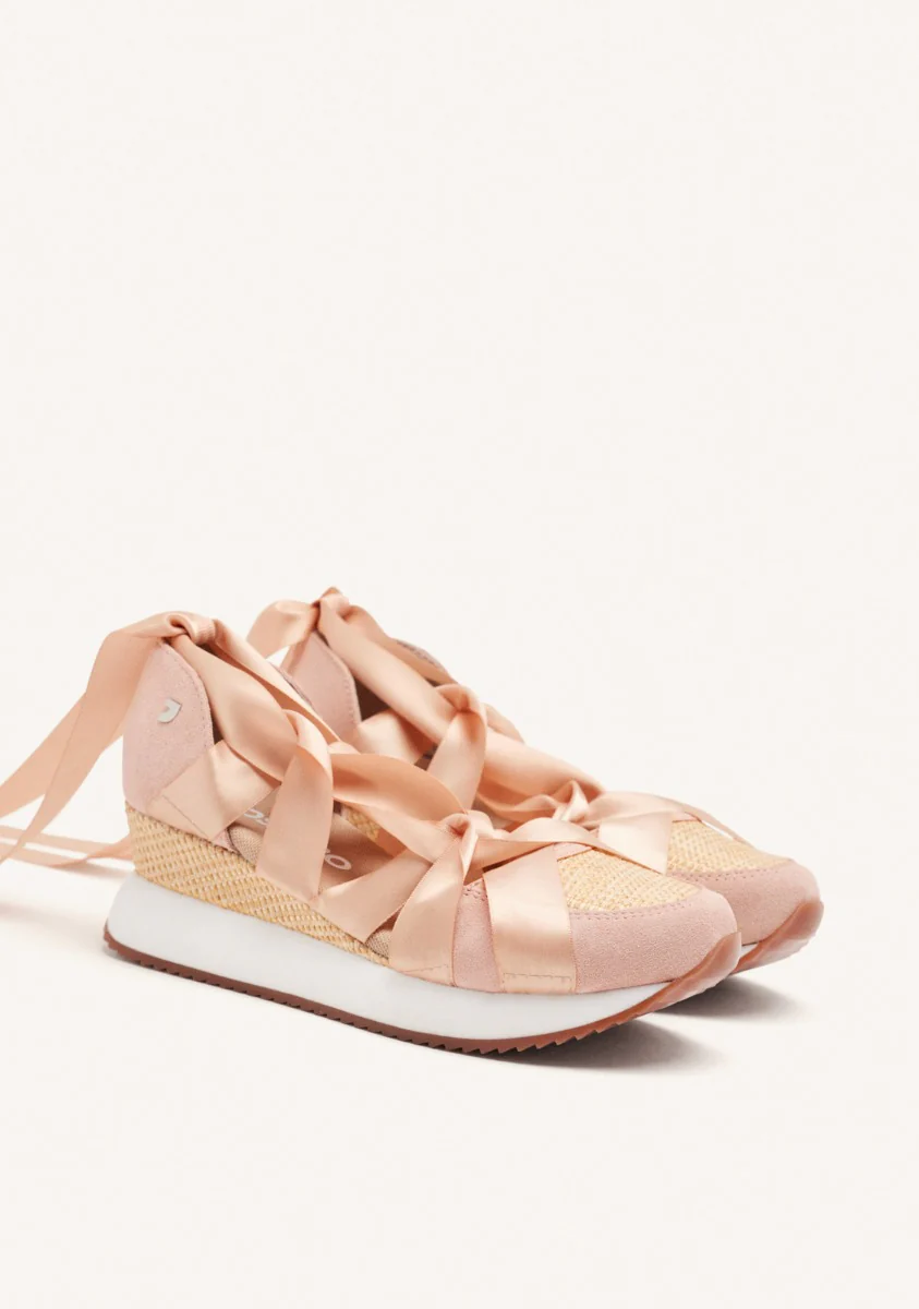 OPEN LEATHER WEDGE RAFFIA SNEAKERS CORNVILLE - Image 2