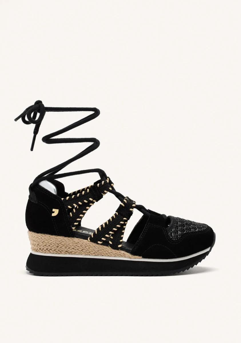 OPEN LEATHER WEDGE RAFFIA SNEAKERS GRISWOLD