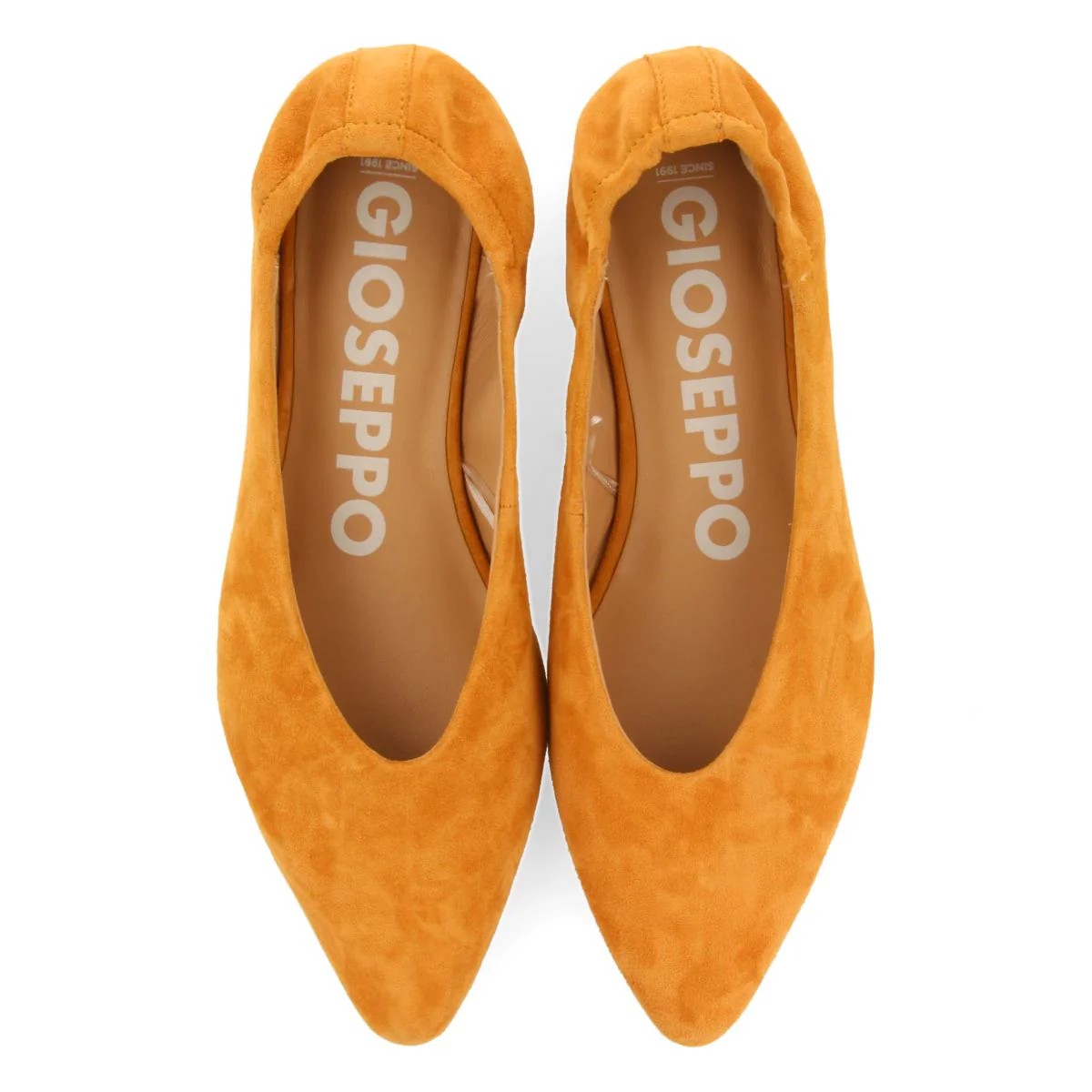 ORANGE LEATHER BALLERINAS WITH POINTED TOE AND RUFFLED HEEL FOR WOMEN GAGEAC - Image 5