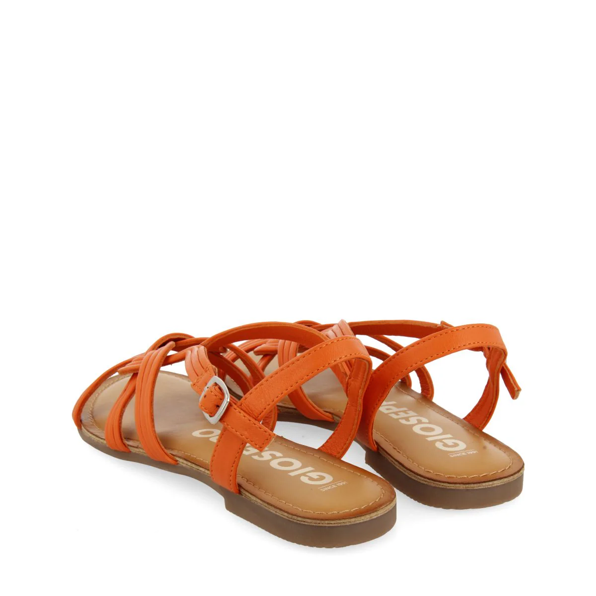 ORANGE LEATHER SANDALS WITH CROSS STRAPS FOR WOMEN GOLAJ - Image 3