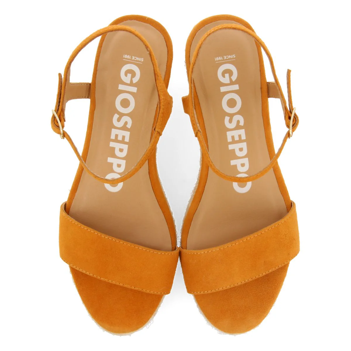 ORANGE LEATHER WEDGE SANDALS WITH JUTE FOR WOMEN XARRE - Image 4