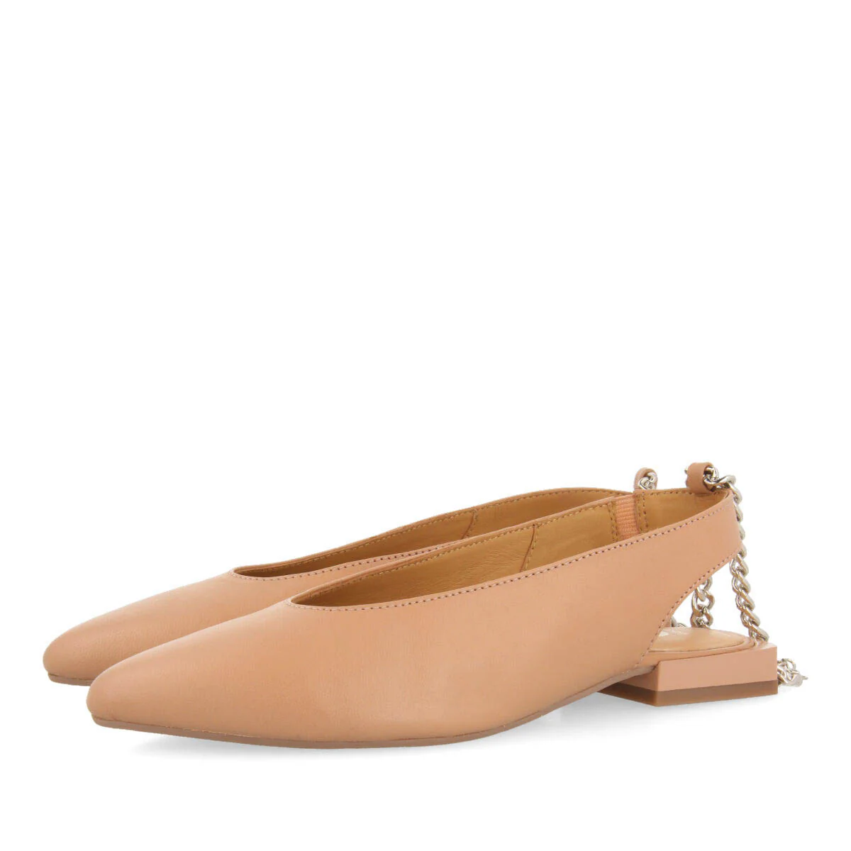 Palu women's nude slingback ballet flats with decorative chain - Image 2