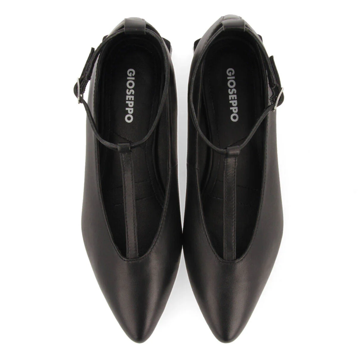 Peever women's black leather ballet flats with straps - Image 4