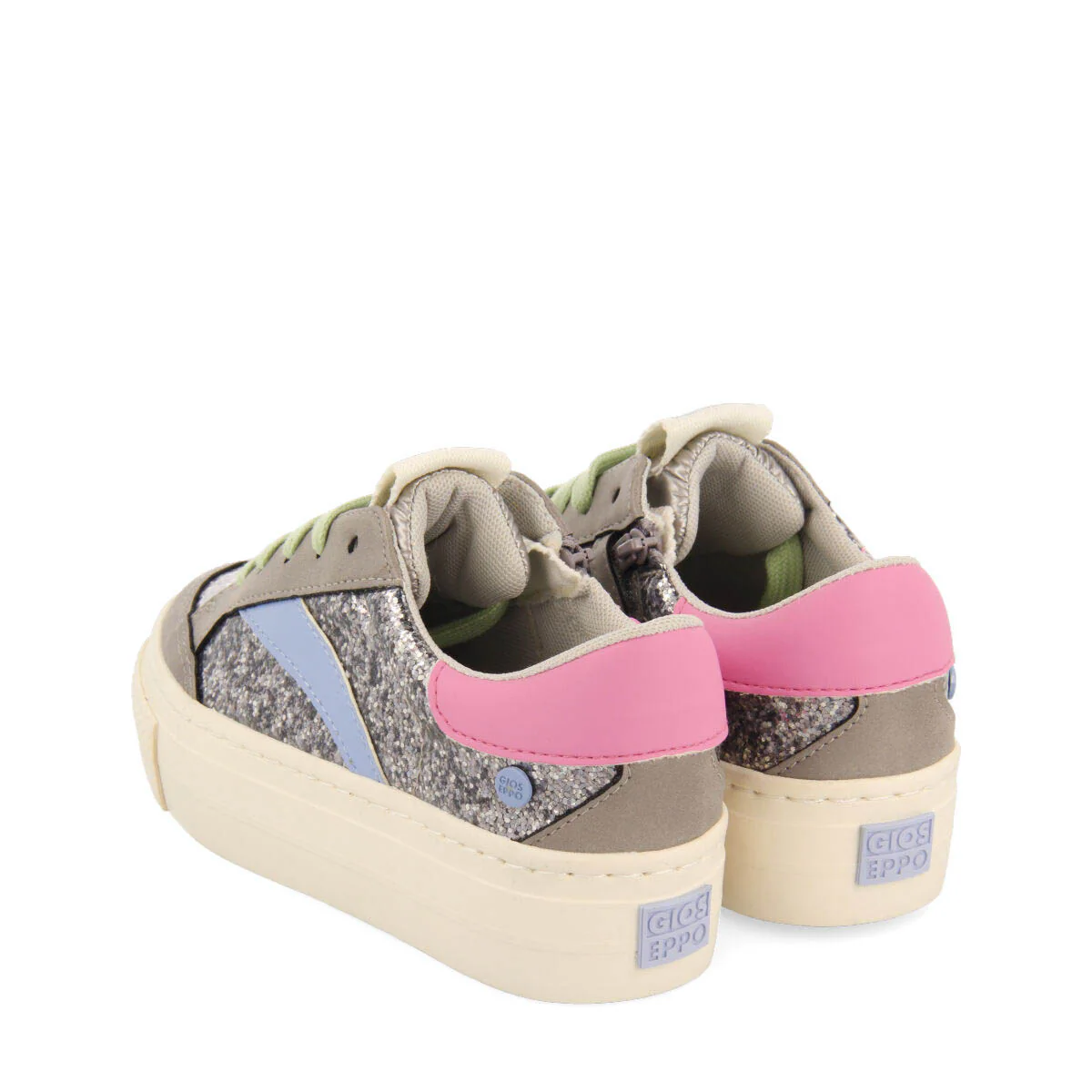 Pettvika children's dark silver sneakers with details - Image 3
