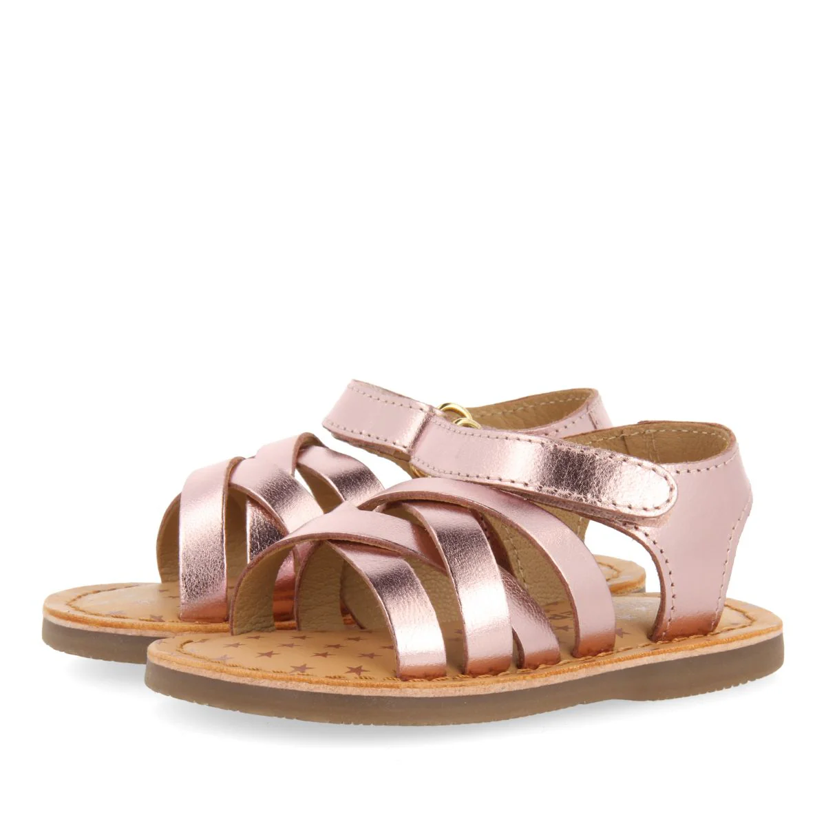 PINK LEATHER ROMAN STYLE SANDALS FOR BABY FLEURY - Image 2