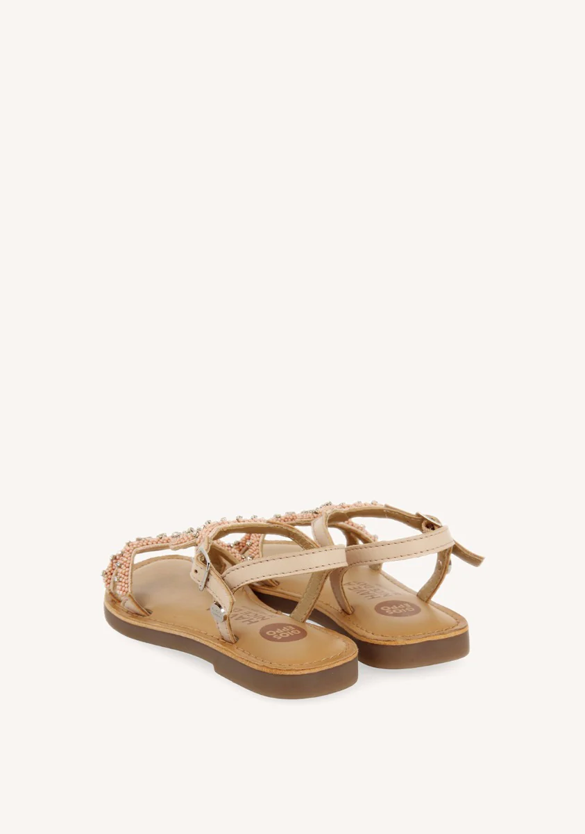PINK LEATHER SANDALS WITH BEAD EMBELLISHMENT FOR GIRL AND BOY LAZARAT - Image 3