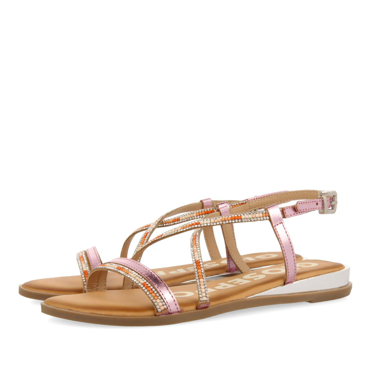 PINK SANDALS WITH STRAPS AND MULTICOLORED BEADS FOR WOMAN BARACOA - Image 2