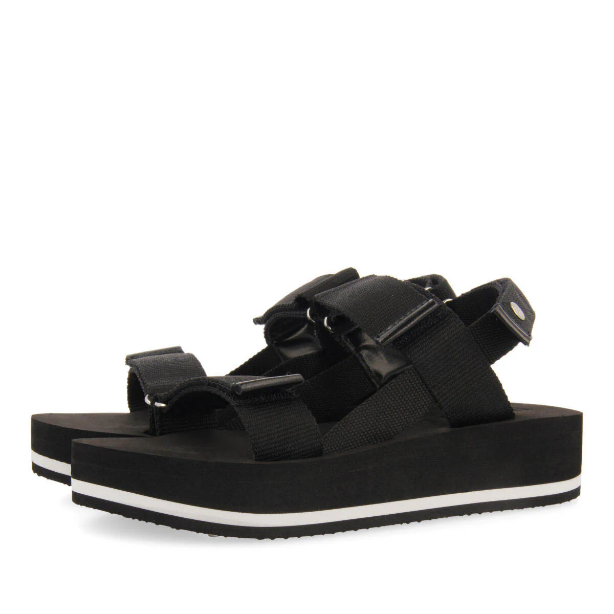 Poxoreu women's black platform sandals with adjustable straps - Image 2