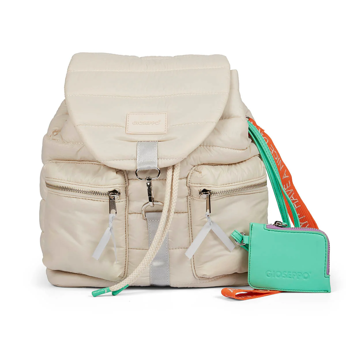 Quinsac women's off-white cushioned backpack with accessories - Image 2