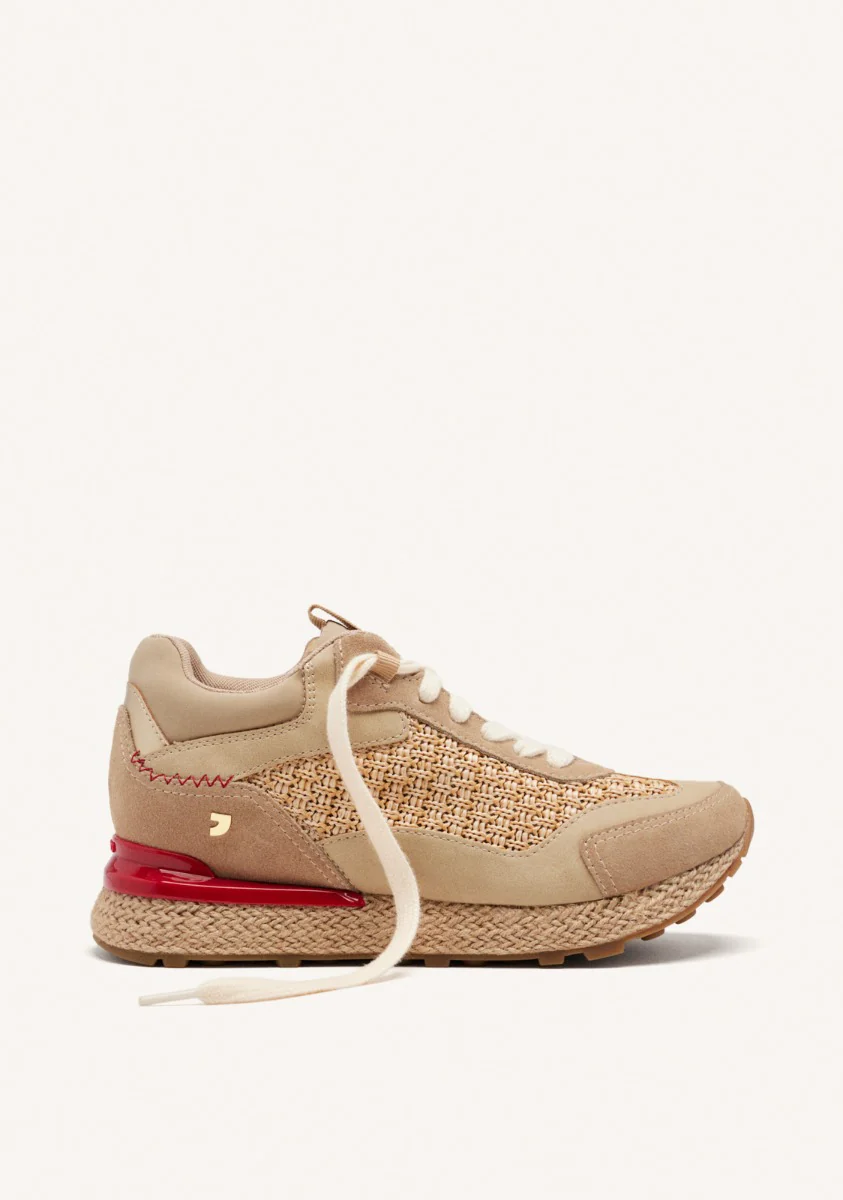 RAFFIA WEDGE LEATHER SNEAKERS HARDING