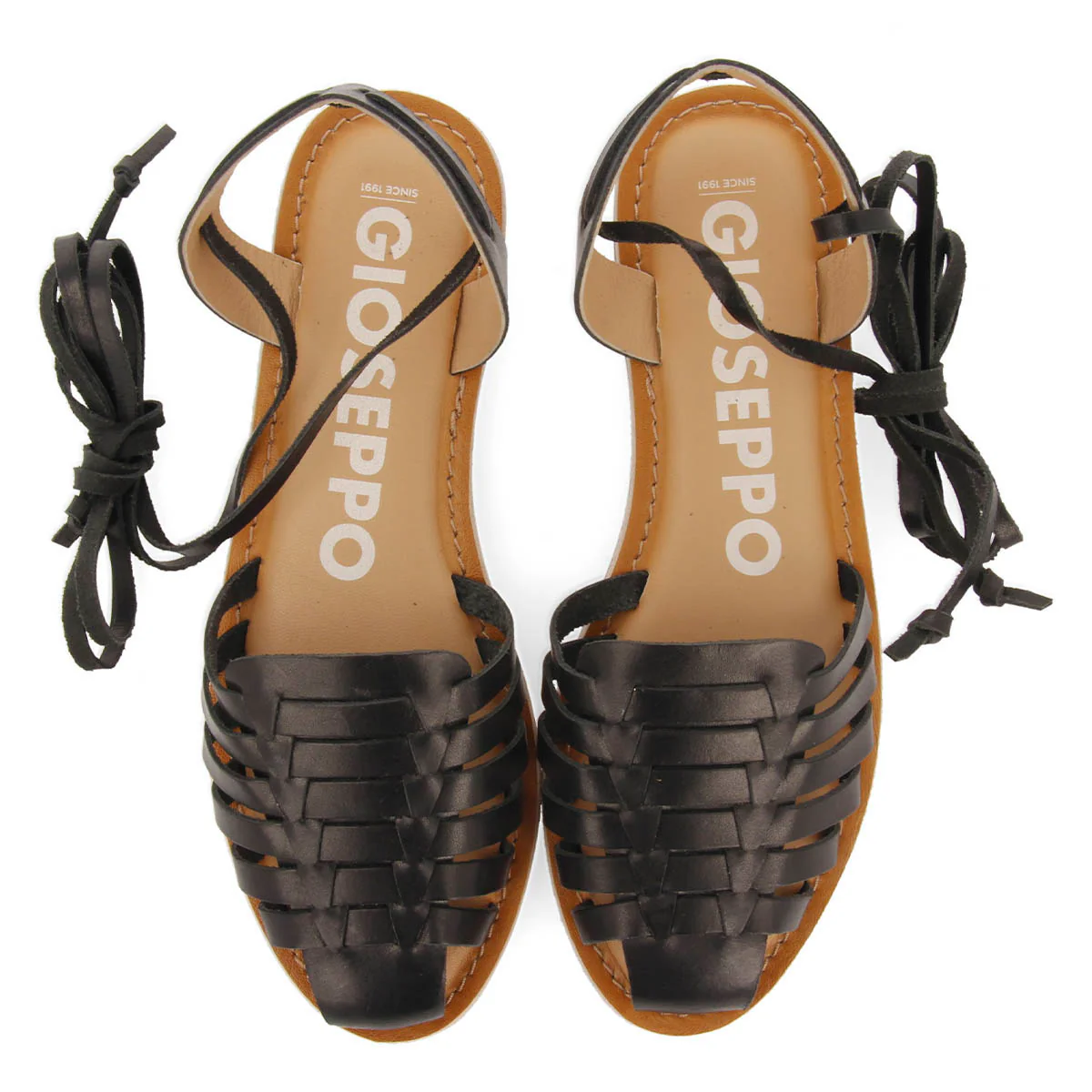 Ransart women's black multi-strap roman sandals with laces - Image 4