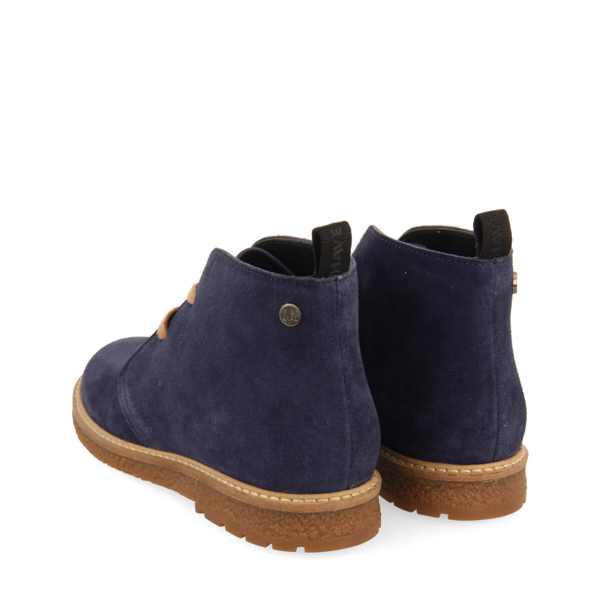 Rekvik children's navy blue leather lace-up ankle boots - Image 3