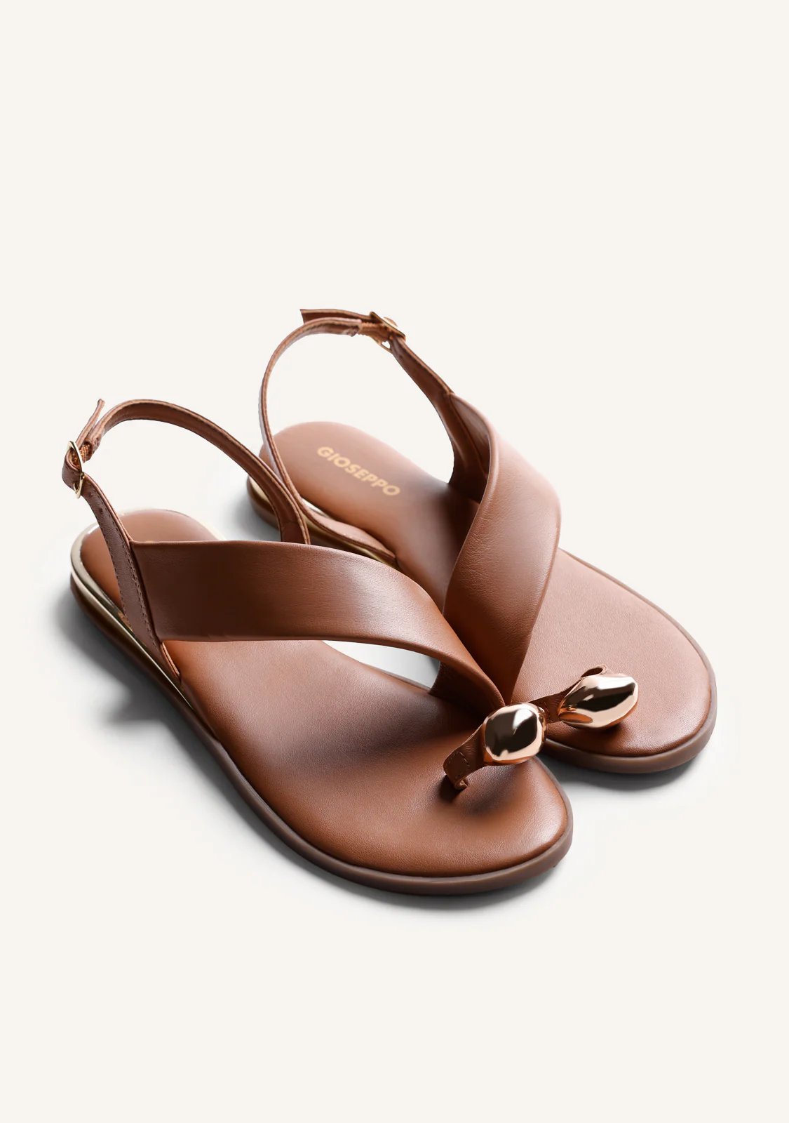 RING LEATHER SANDALS STONY - Image 2