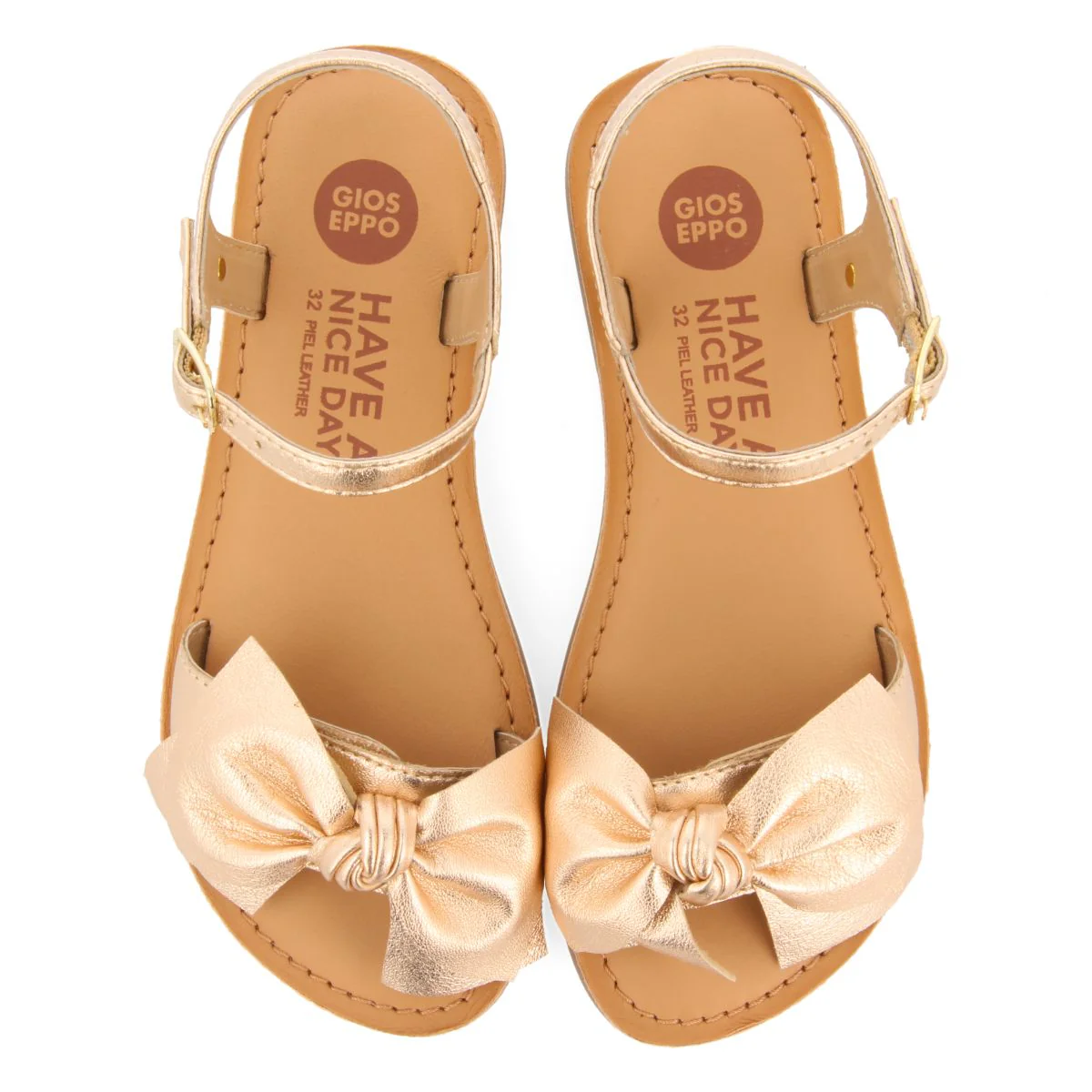ROSE GOLD LEATHER SANDALS WITH BOW FOR GIRL AND BOY VARZIM - Image 4