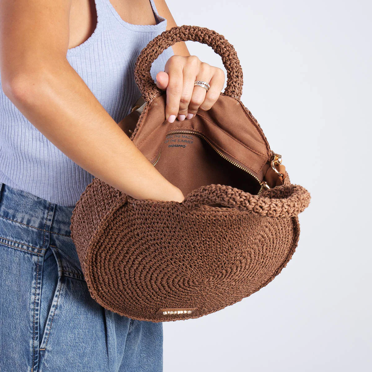 ROUND LEATHER BRAIDED BASKET MIMS - Image 3