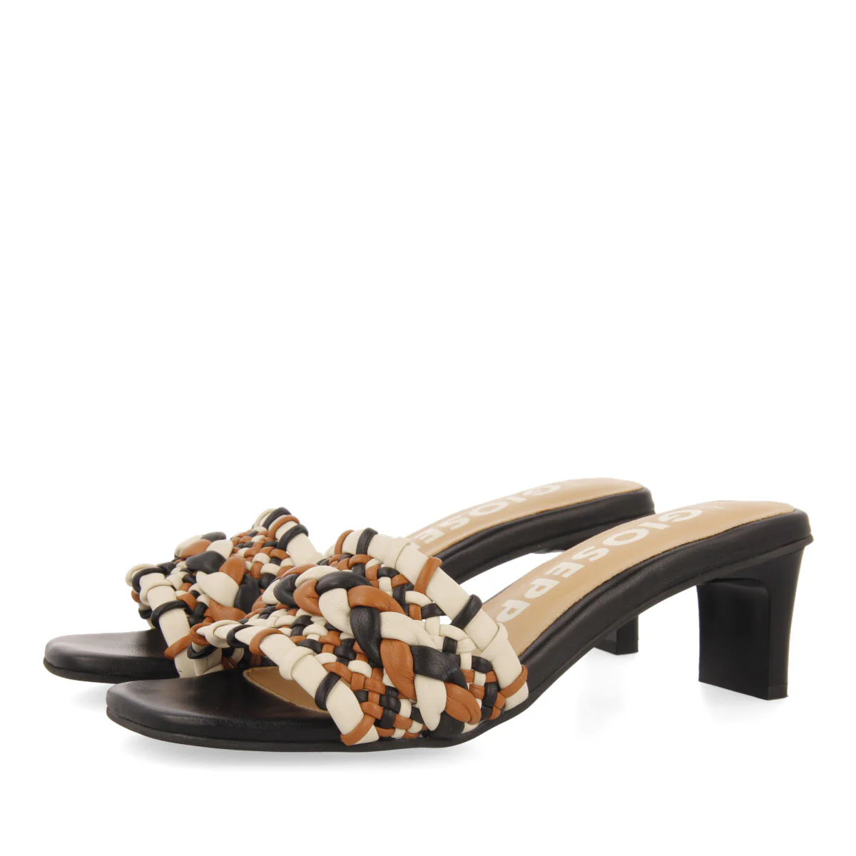 Saboga women's multicoloured sandals with heels and braided vamps - Image 2