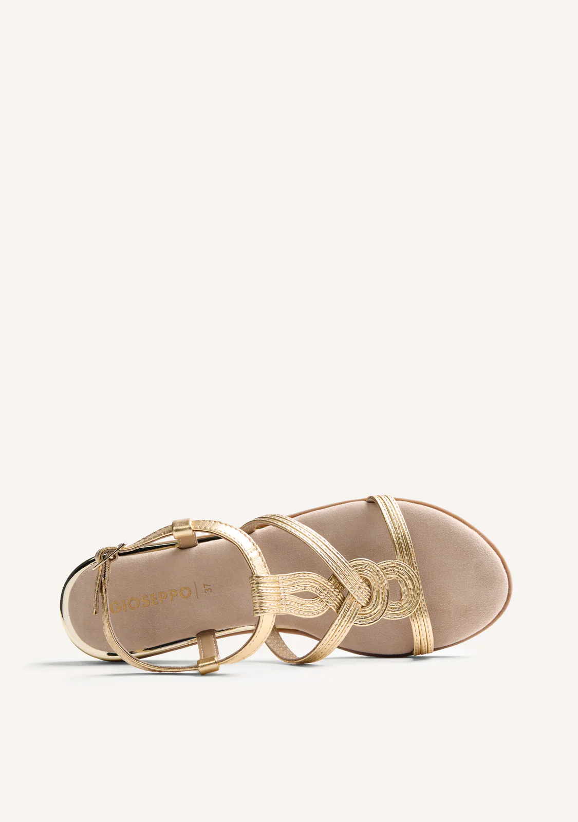 SHINY BRAIDED LEATHER WEDGE SANDALS REDDITCH