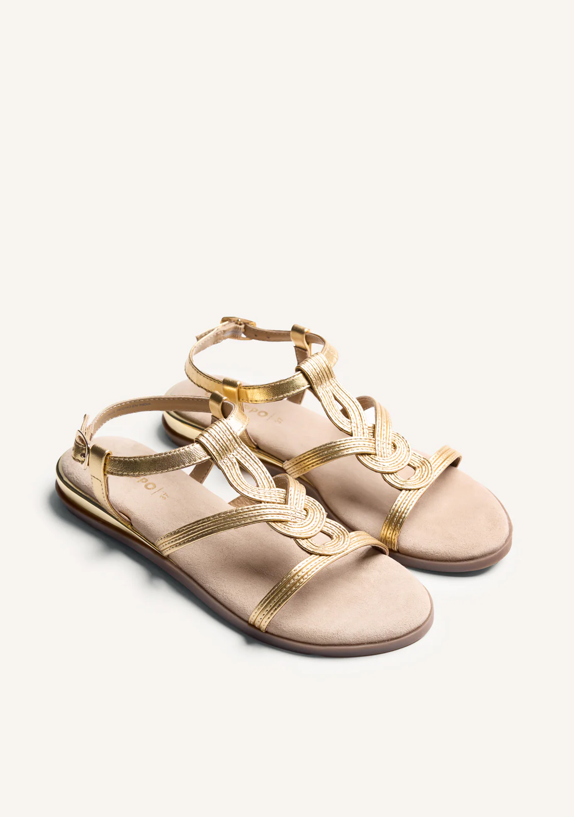 SHINY BRAIDED LEATHER WEDGE SANDALS REDDITCH - Image 2