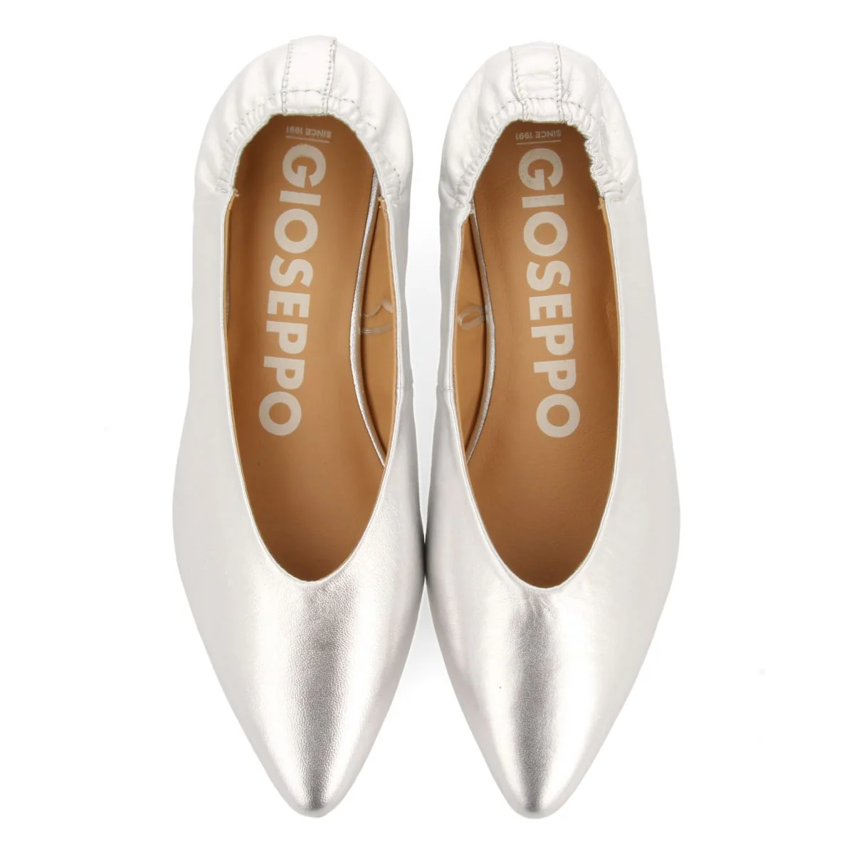 SILVER LEATHER BALLERINAS WITH POINTED TOE AND RUFFLED HEEL FOR WOMEN GUATAY - Image 5