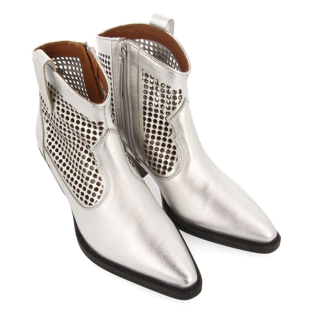SILVER LEATHER COWBOY BOOTS FOR WOMEN WEKIWA - Image 4