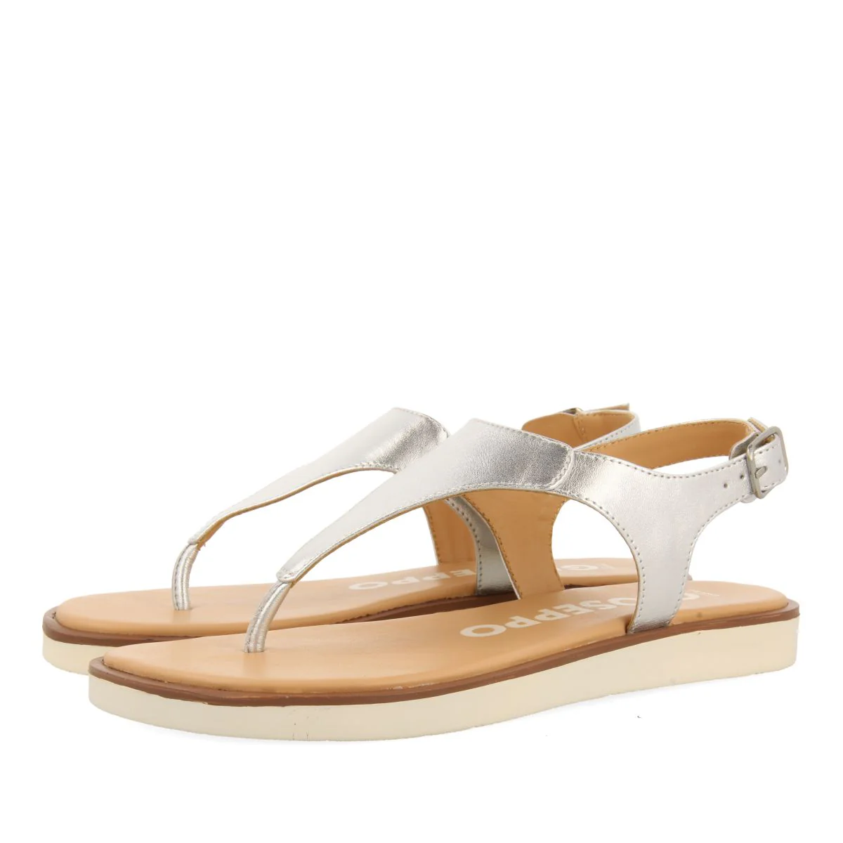 SILVER LEATHER SANDALS FOR WOMEN FIERZE - Image 2