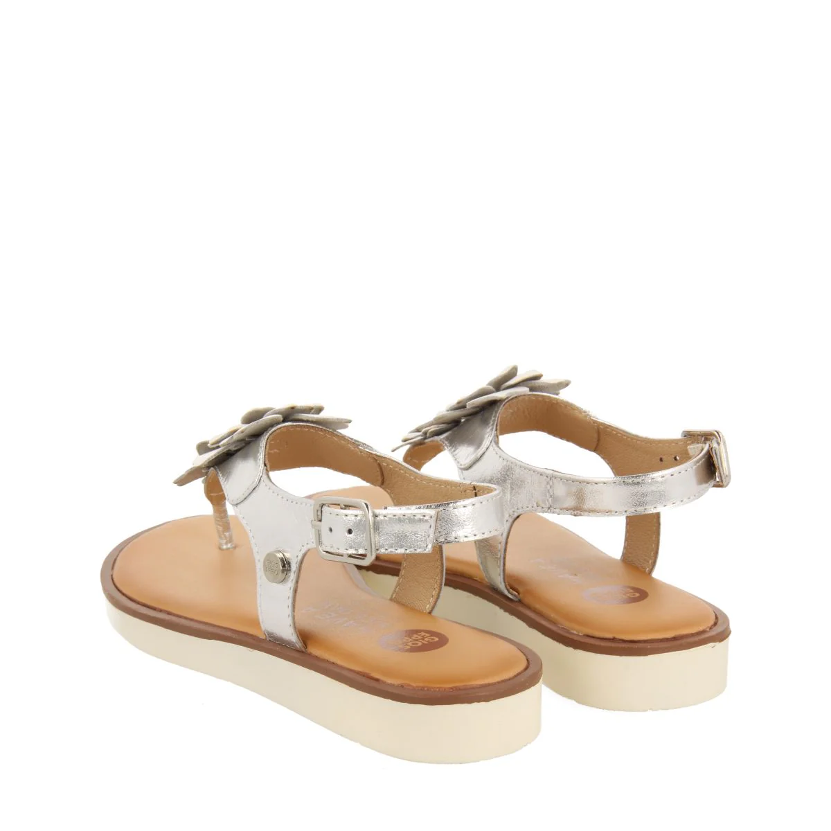 SILVER LEATHER SANDALS WITH FLOWER DECORATION FOR GIRL AND BOY IMOTSKI - Image 3