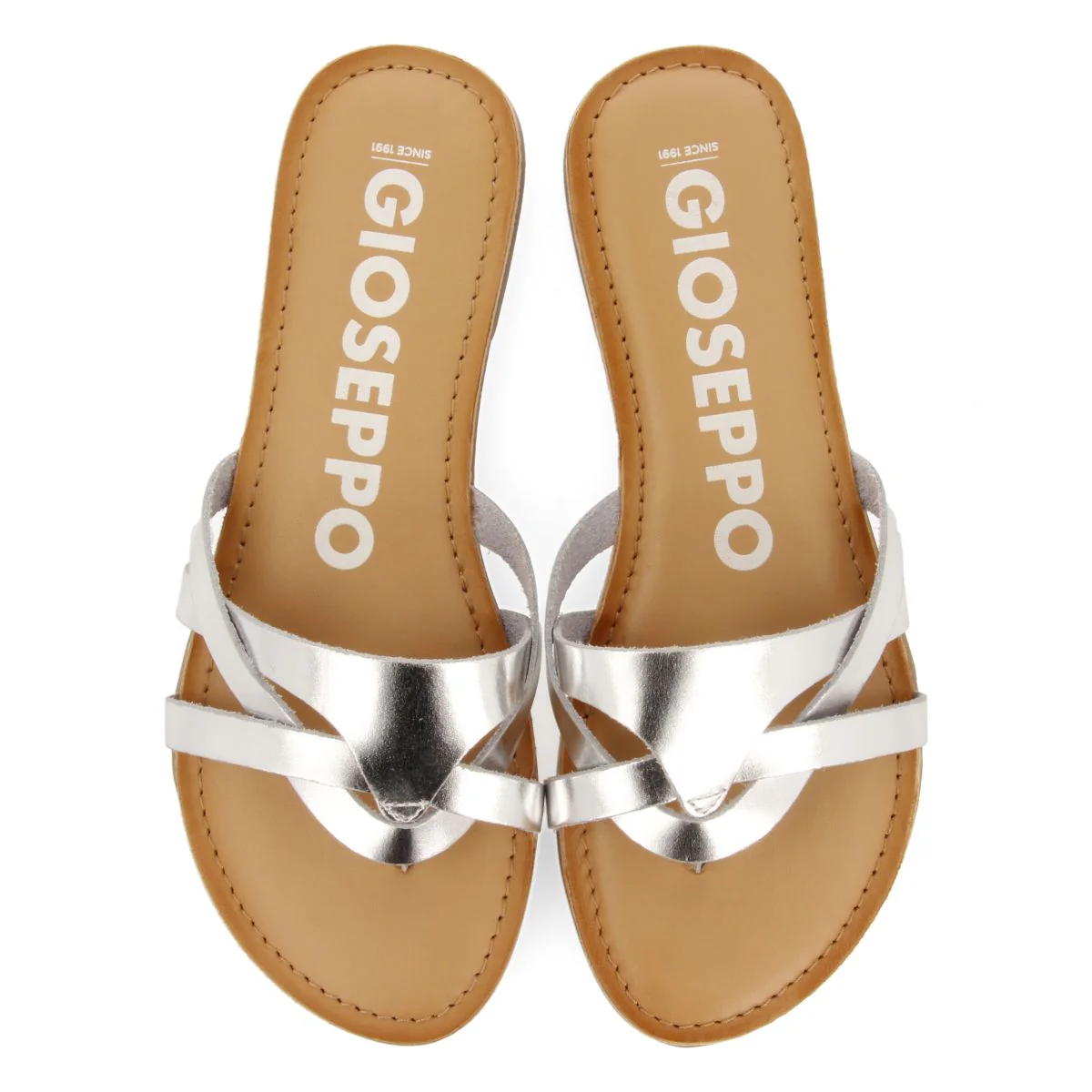 SILVER LEATHER SANDALS WITH STRAPS FOR WOMEN CAYUSE - Image 4