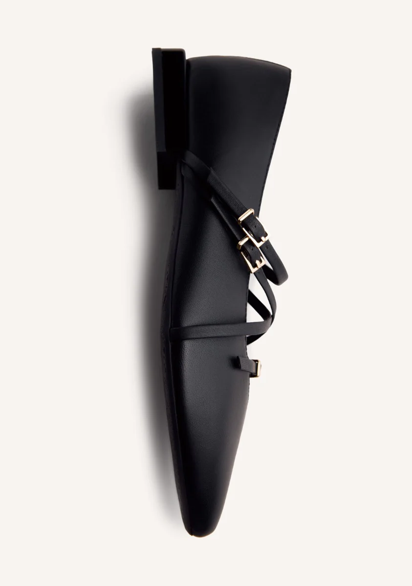 STRAPPY LEATHER BALLET FLATS HOKAH - Image 5