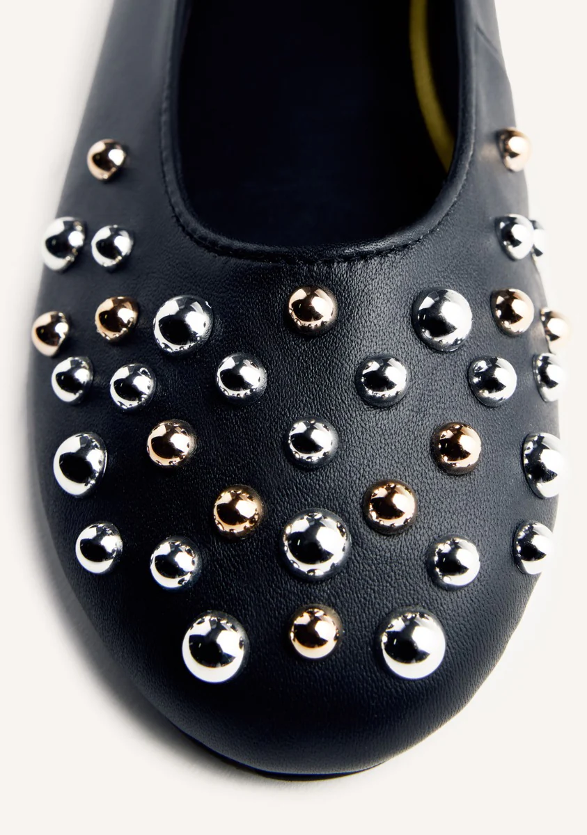 STUDDED LEATHER BALLET FLATS GONVICK - Image 6