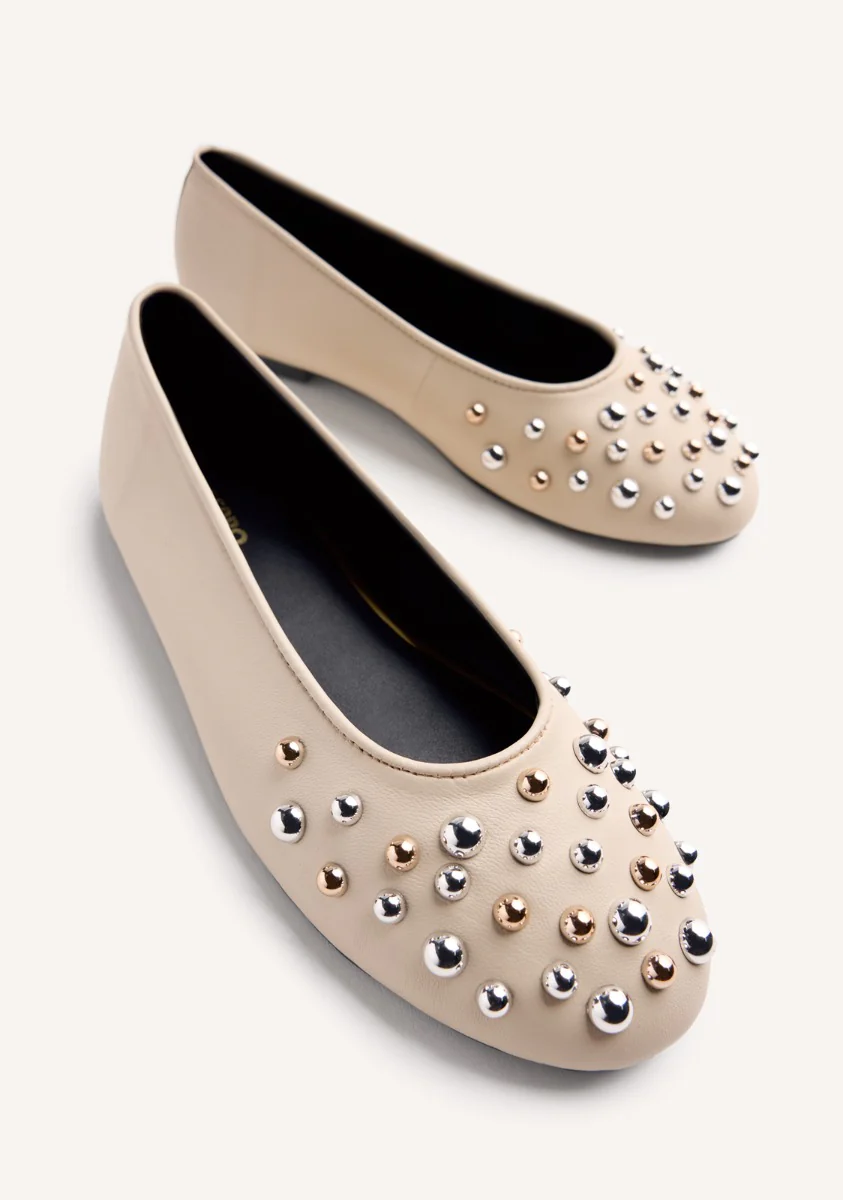 STUDDED LEATHER BALLET FLATS GONVICK - Image 3