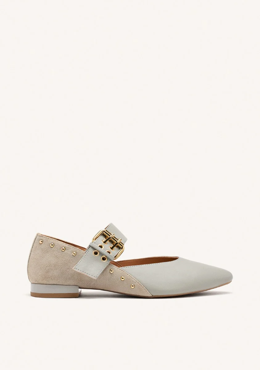 STUDDED LEATHER BALLET FLATS GRANTHAM