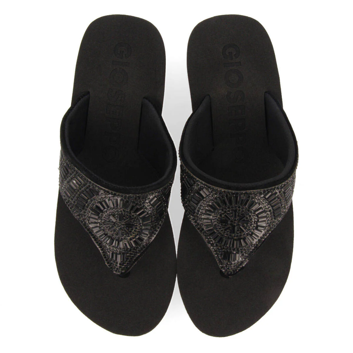 Suresnes women's black wedges with decorative stones - Image 3