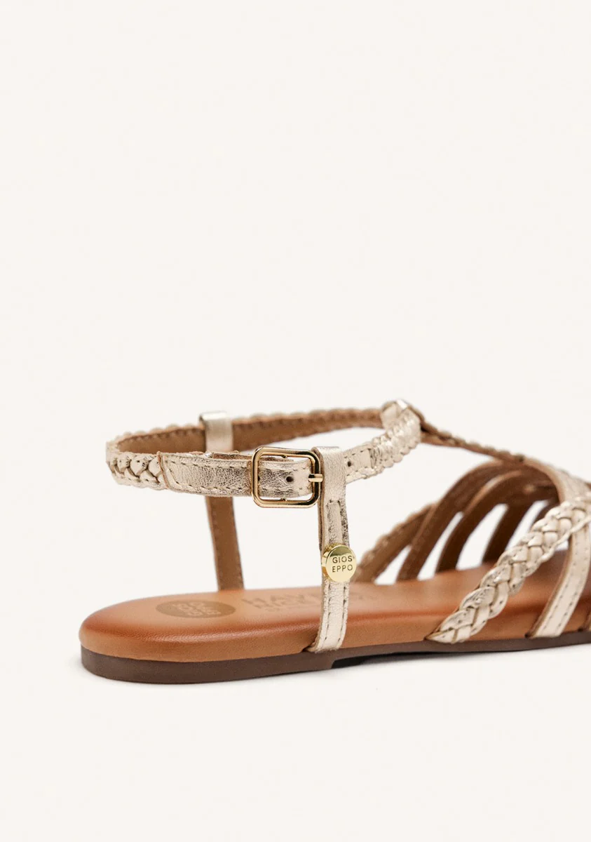 Tanlay girls gold leather multi strap sandals - Image 4