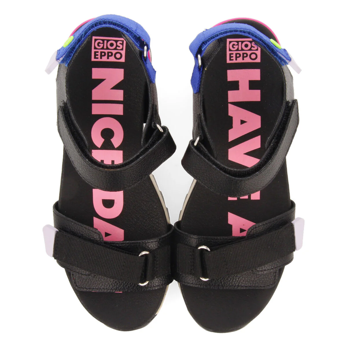 Thiotte girls sandals with black adjustable straps with colourful accents - Image 3