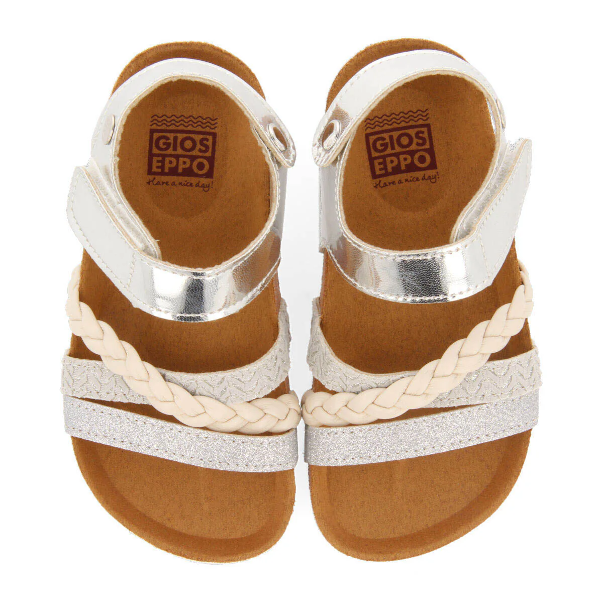 Thoity girls silver footbed sandals with straps - Image 3