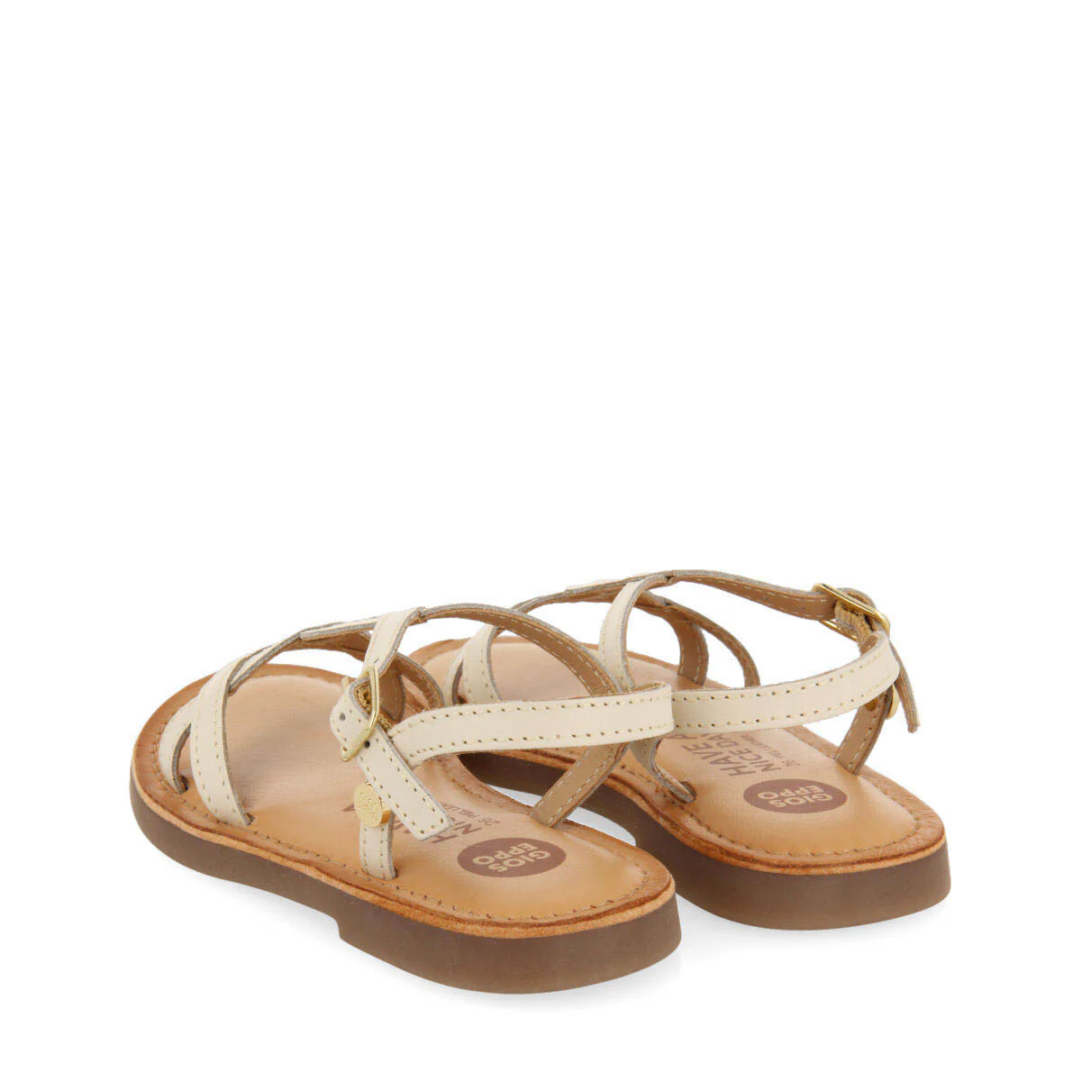 Tilly girls metallic off white leather sandals - Image 4