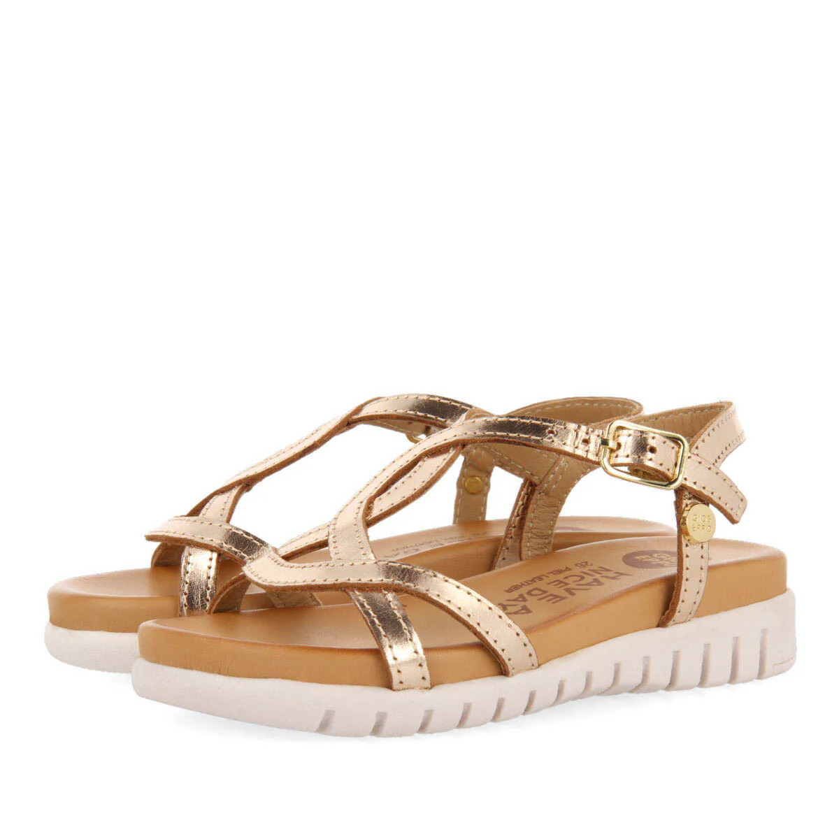 Tocumen girls gold leather sandals - Image 2