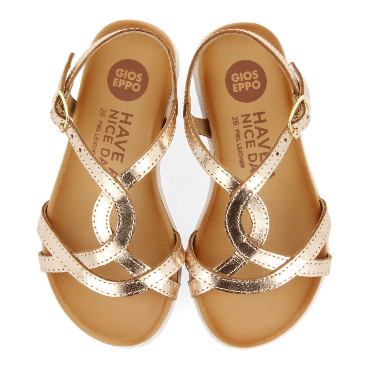 Tocumen girls gold leather sandals - Image 3