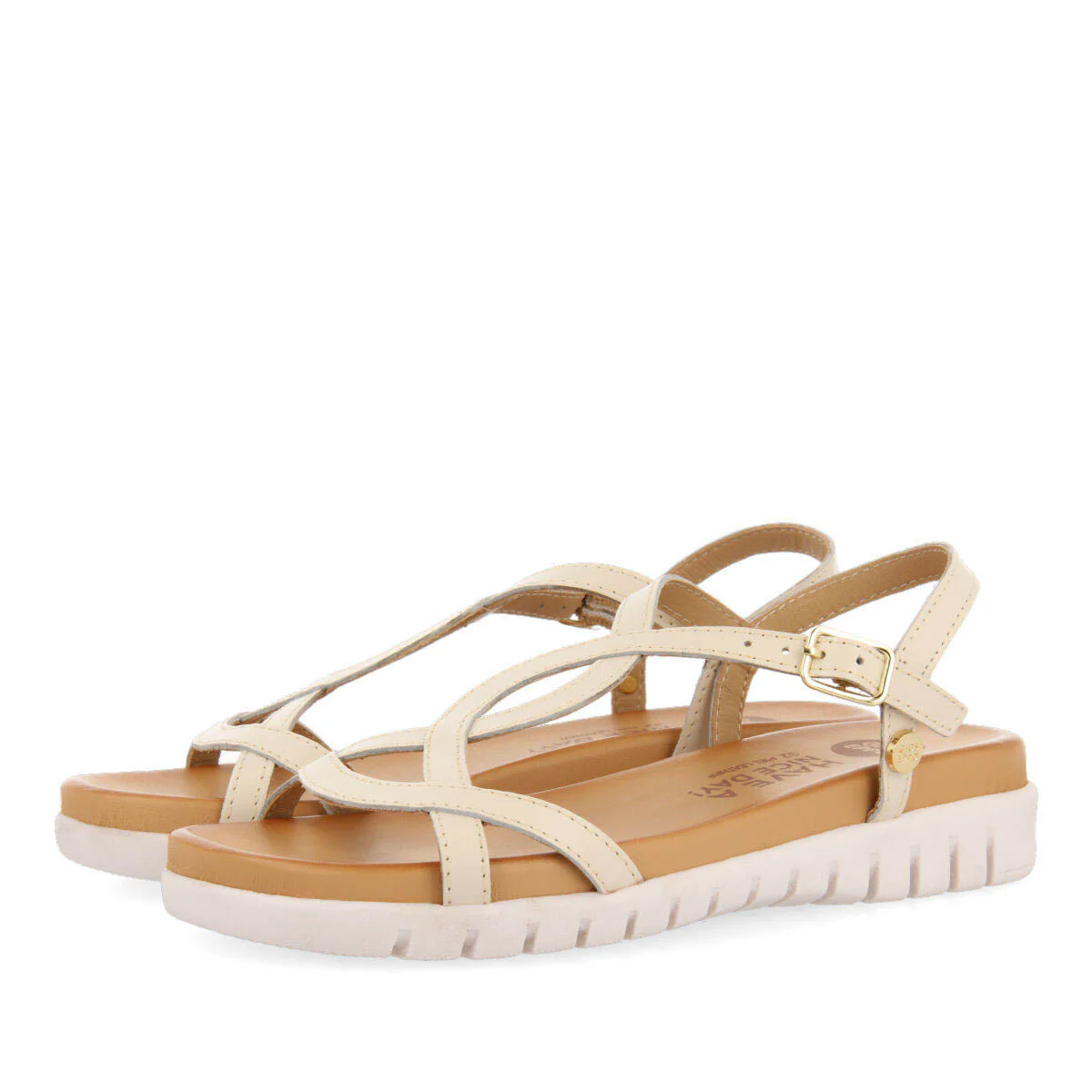 Tocumen girls off white leather sandals - Image 2