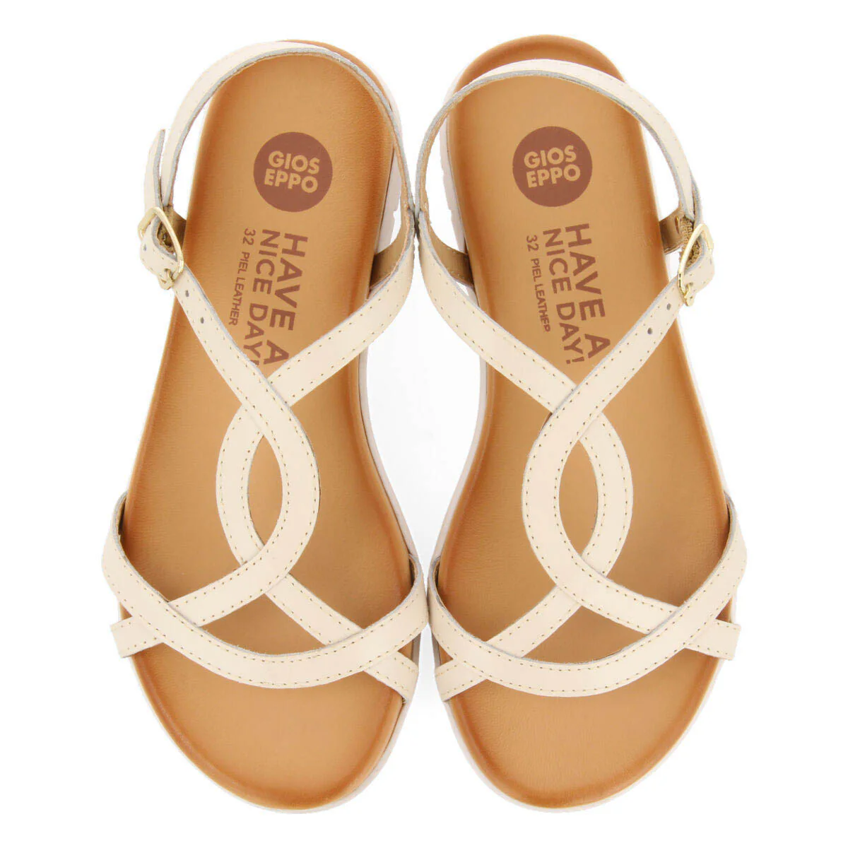 Tocumen girls off white leather sandals - Image 3